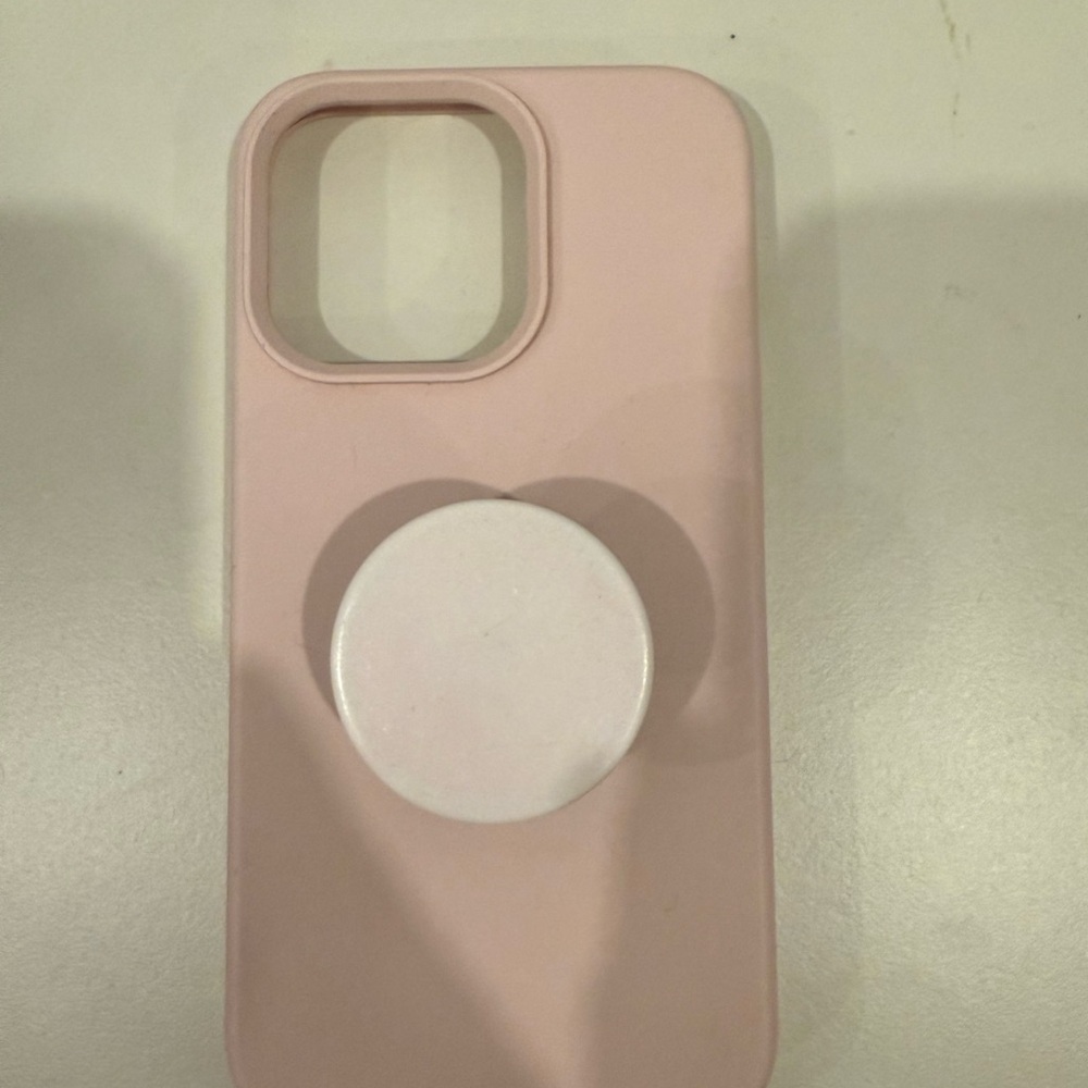 Blush pink Silicone Phone Case with popsocket